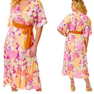 Unique Vintage X smiley collection floral kimono wrap dress sz Small 4